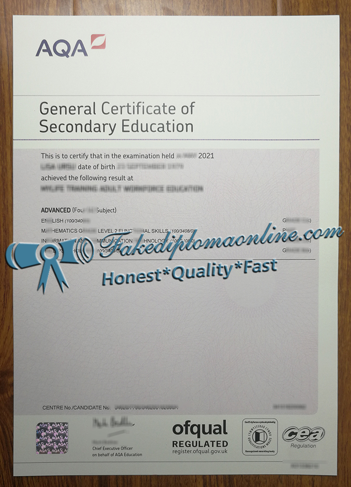 AQA GCSE certificate
