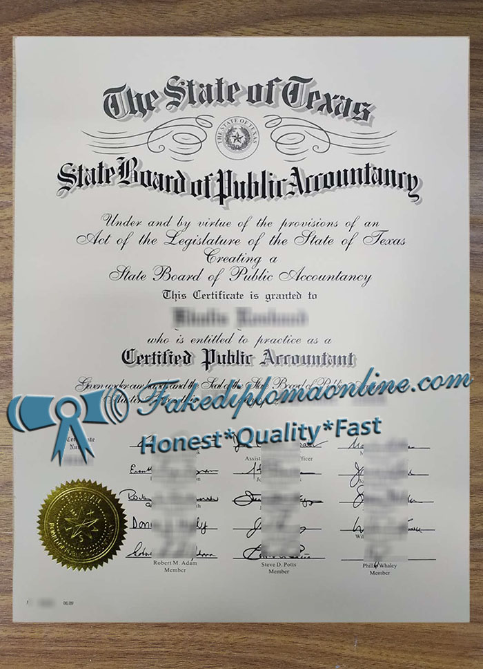Texas CPA certificate