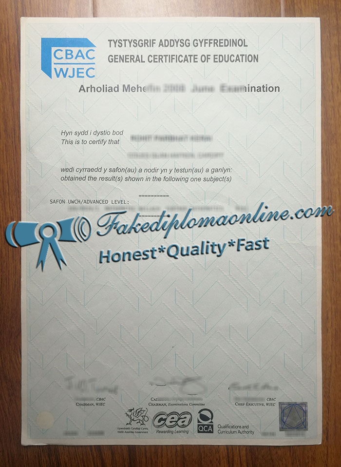 WJEC GCE certificate