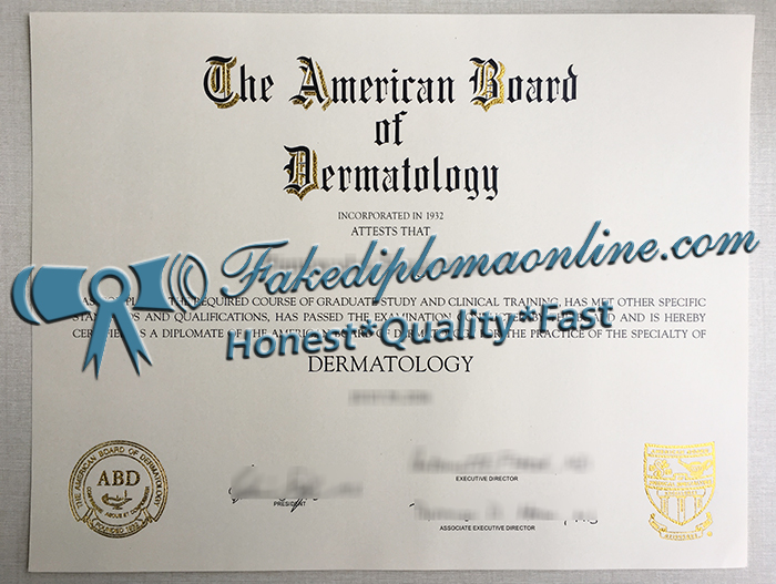 American Board of Dermatology certificate
