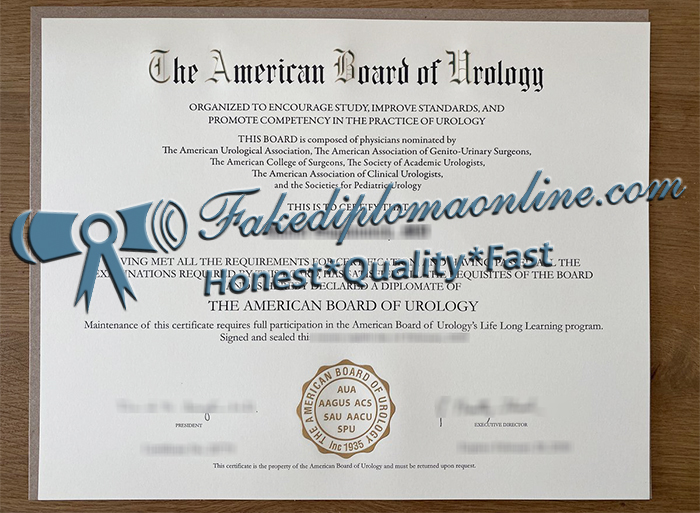 American Board of Urology certificate