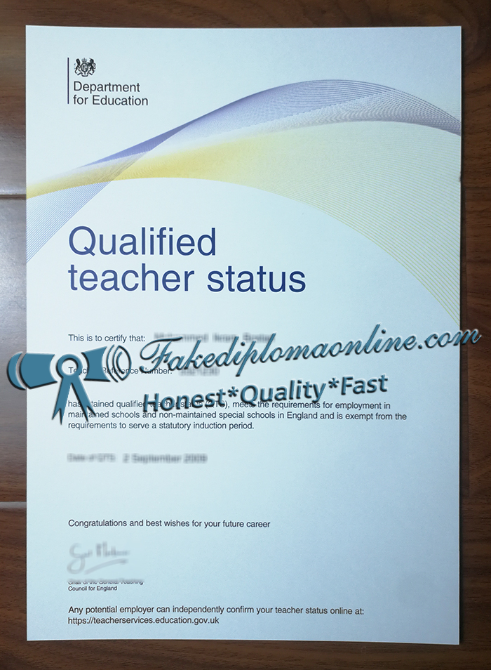 Qualified Teacher Status certificate