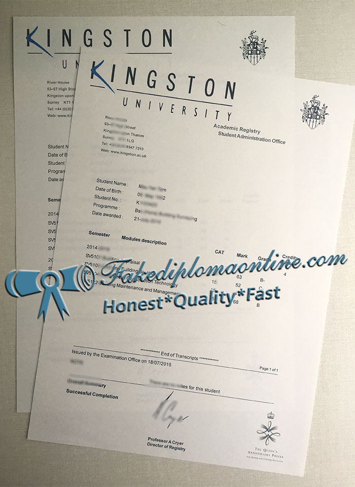 Kingston university transcript