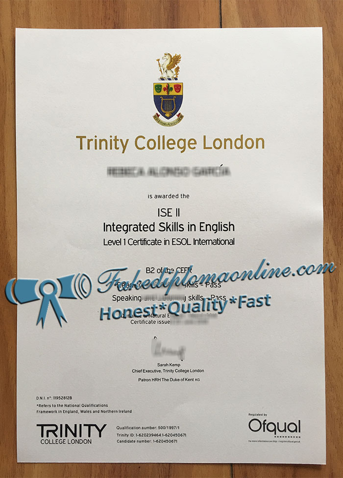Trinity College London ISE certificate