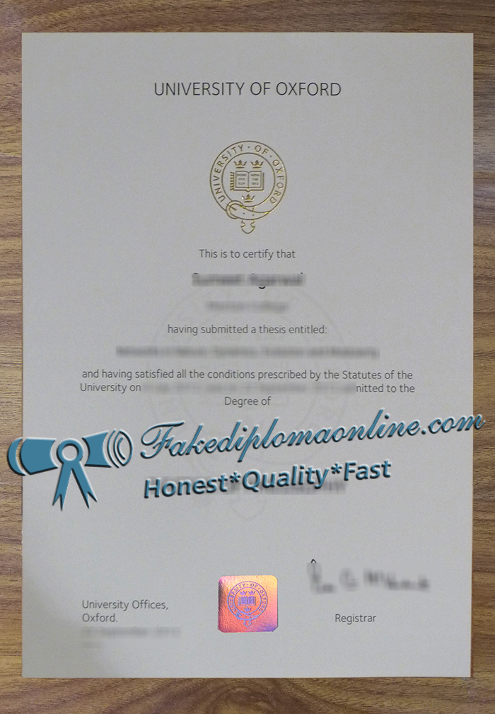 University of Oxford diploma