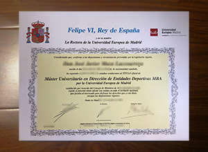 Universidad Europea de Madrid diploma