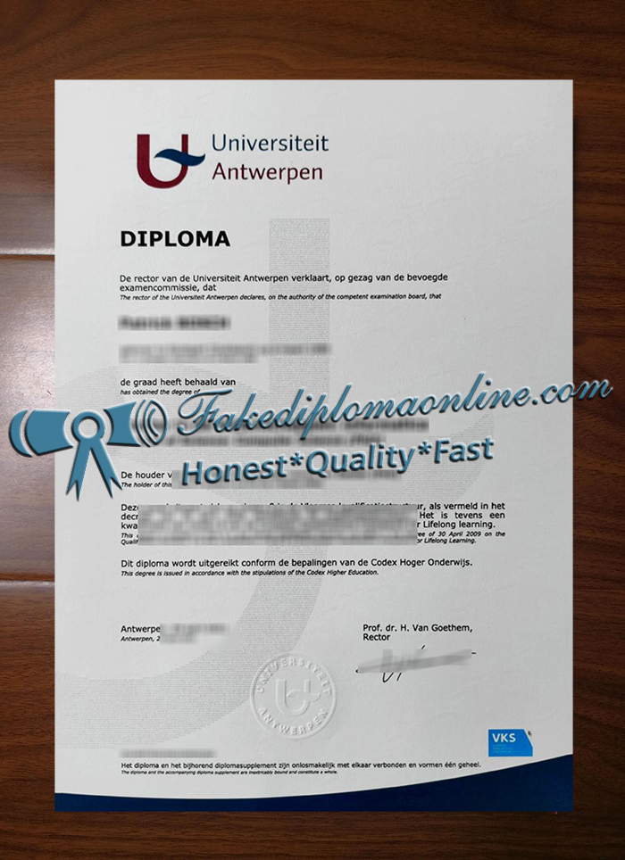 University of Antwerp diploma