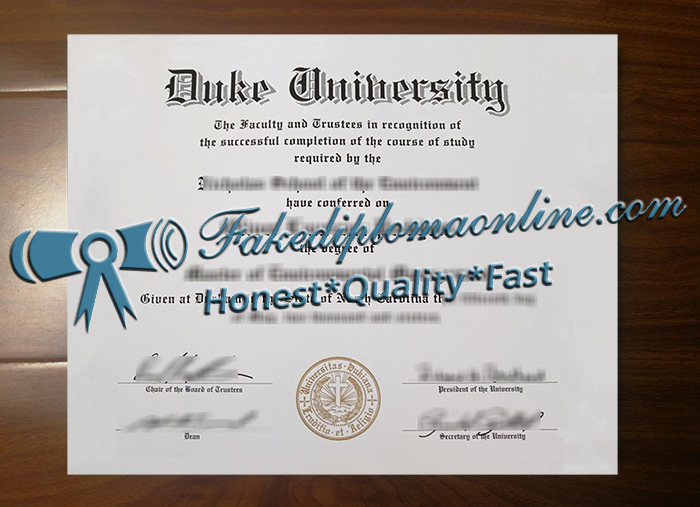 Duke University diploma