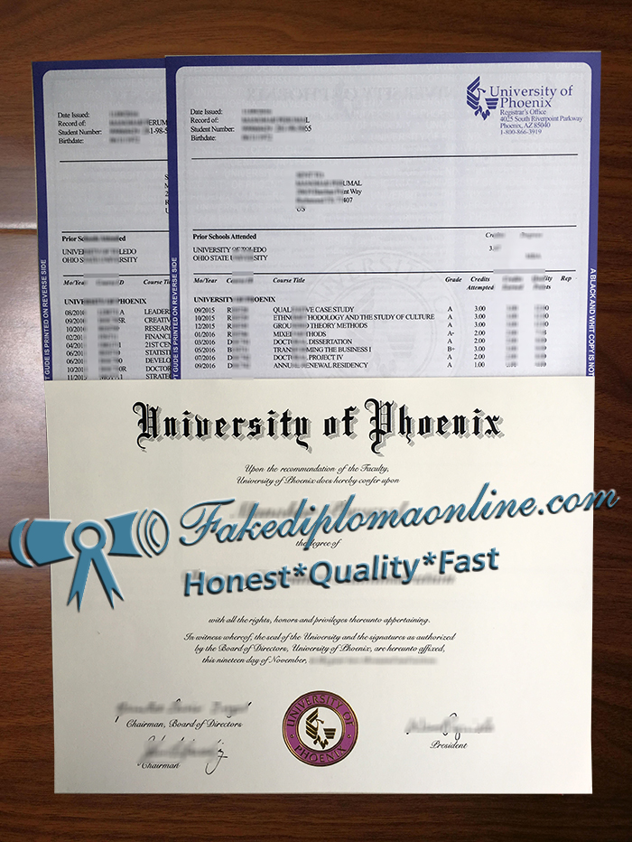 University of Phoenix transcript