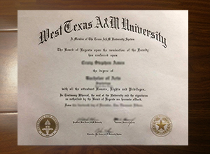 West Texas A&M University diploma