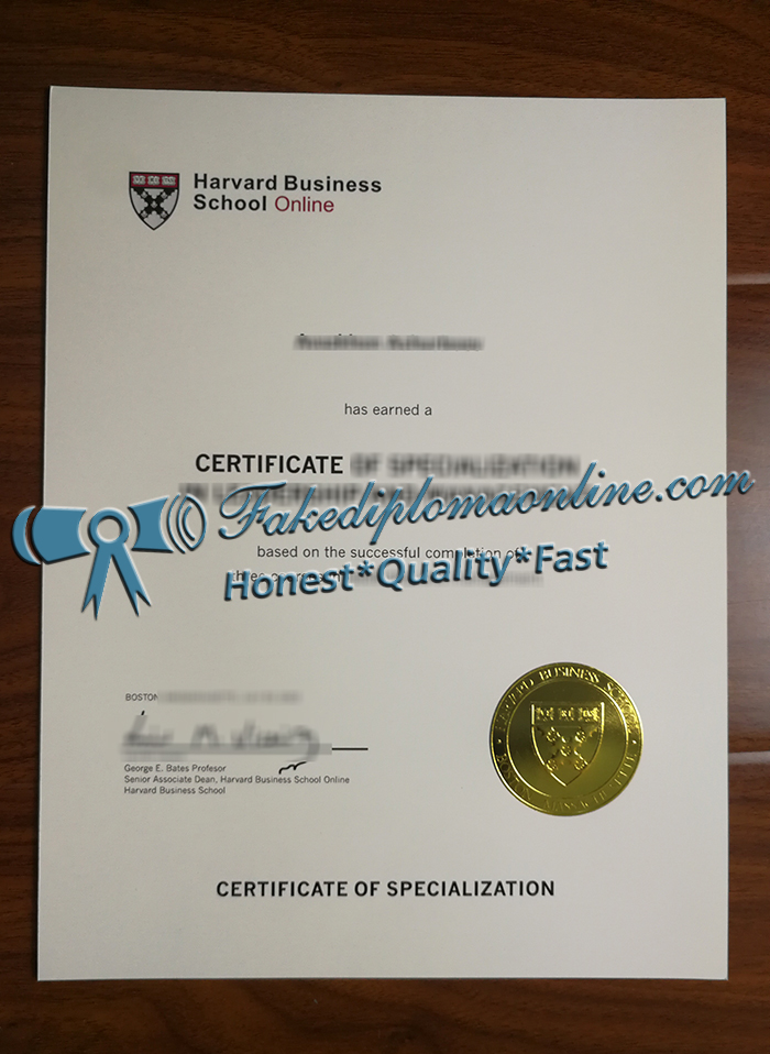 Harvard Business School certificate