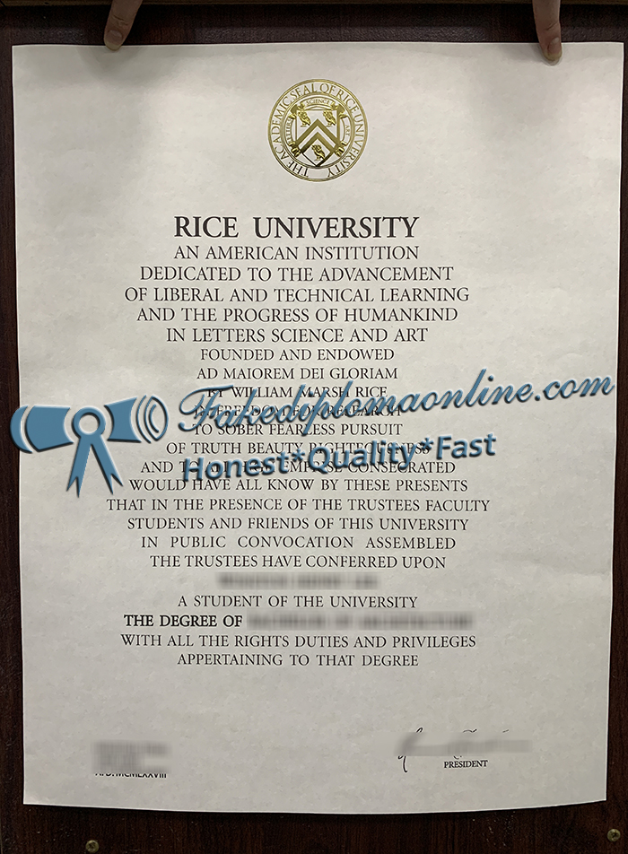 Rice University diploma