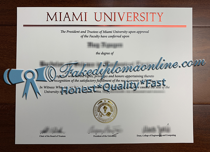 Miami University diploma