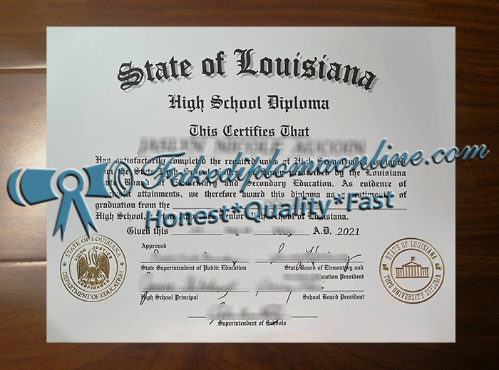 State of Louisiana High School diploma