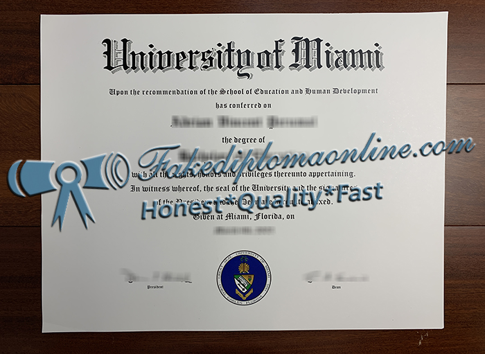 University of Miami diploma