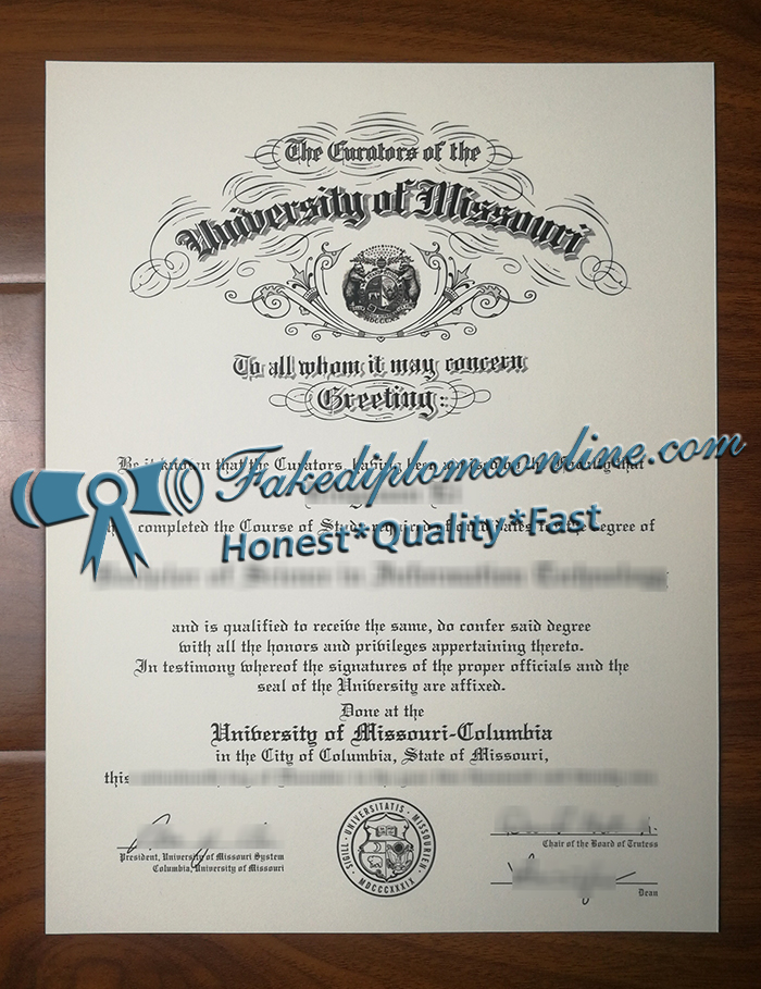 University of Missouri Columbia diploma