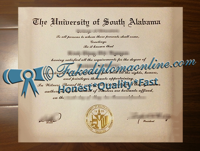 University of South Alabama diploma