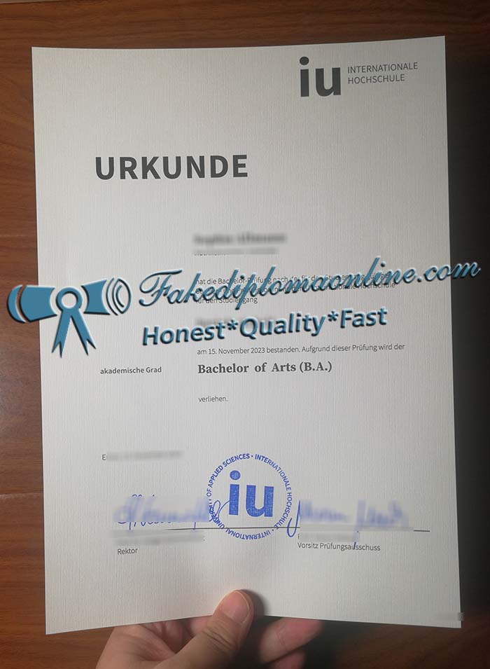 IU Internationale Hochschule diploma