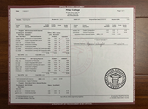 Pillar College transcript