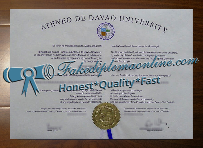 Ateneo de Manila University diploma