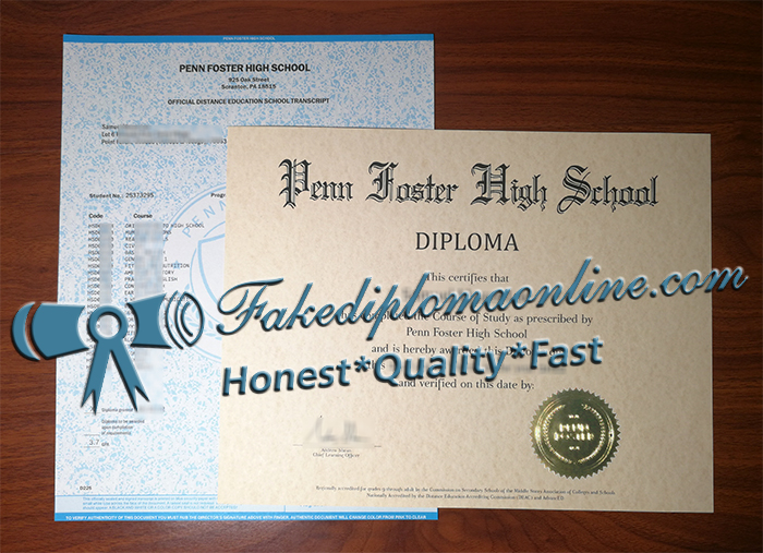 Penn Foster High School diploma and transcript