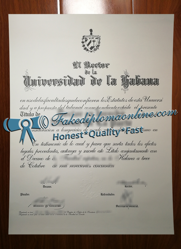 Universidad de la Habana diploma