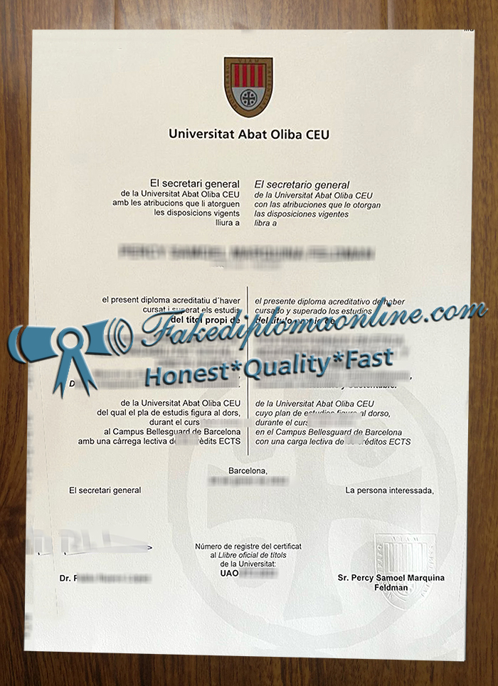 Universitat Abat Oliba CEU diploma