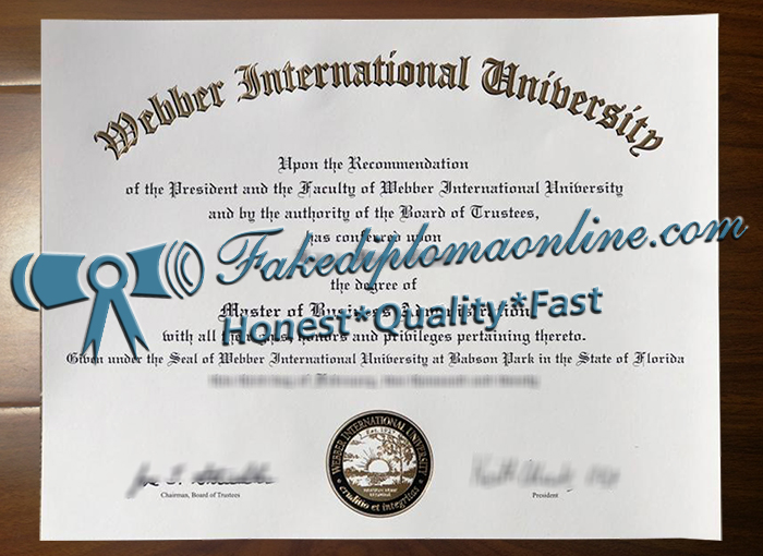 Webber International University diploma