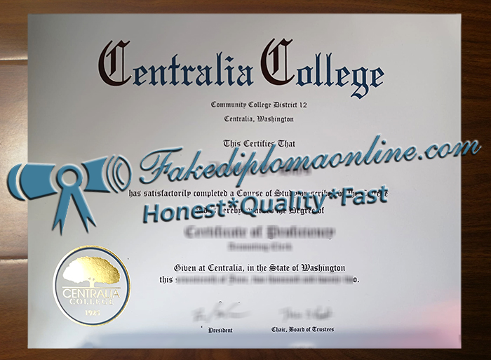 Centralia College diploma