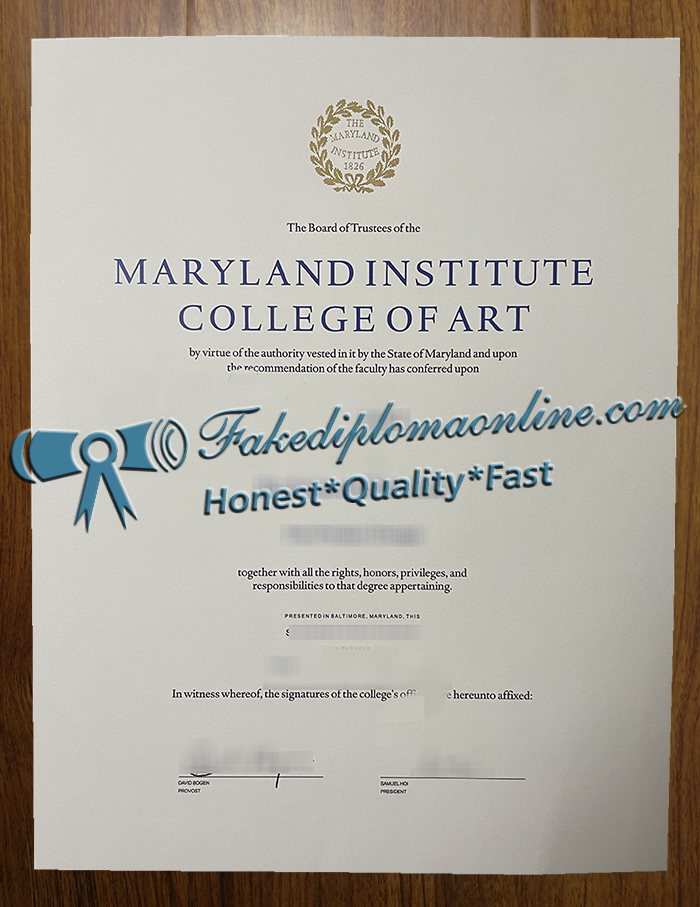 Maryland Institute College of Art diploma