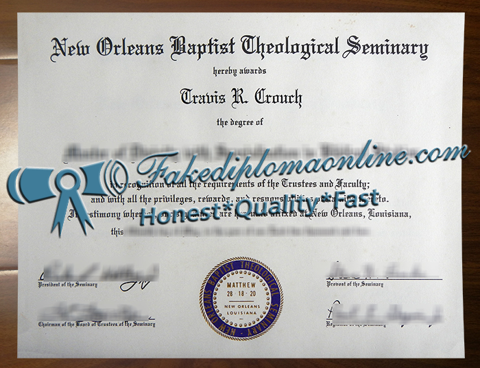 New Orleans Baptist Theological Seminary diploma