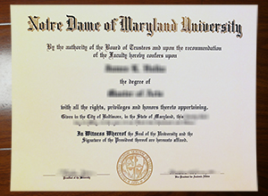 Notre Dame of Maryland University diploma