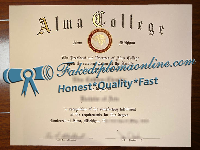 Alma College diploma