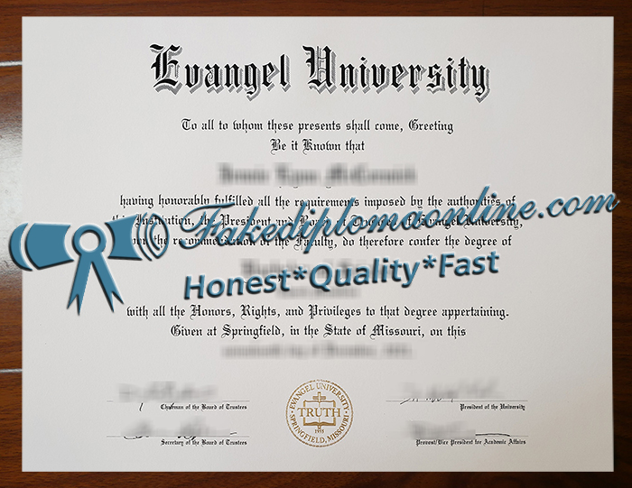 Evangel University diploma