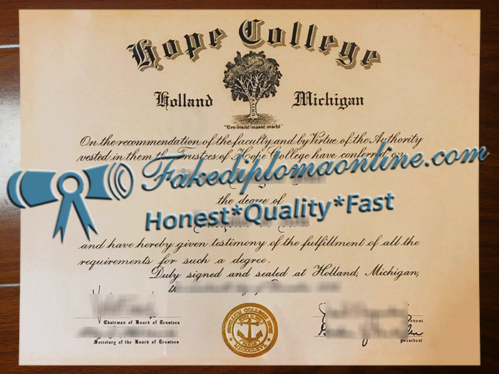 Hope College diploma