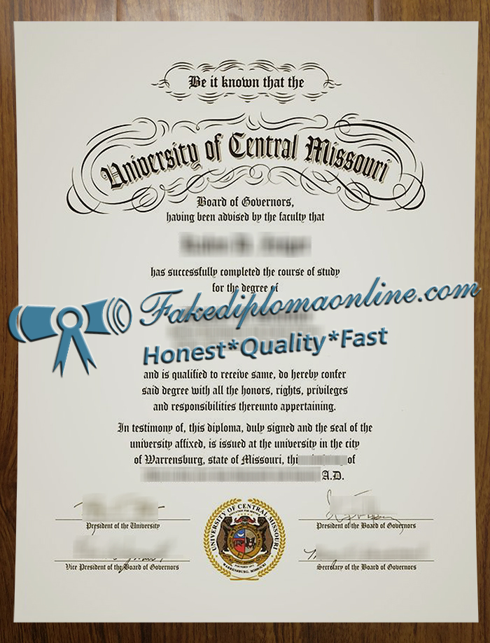 University of Central Missouri diploma