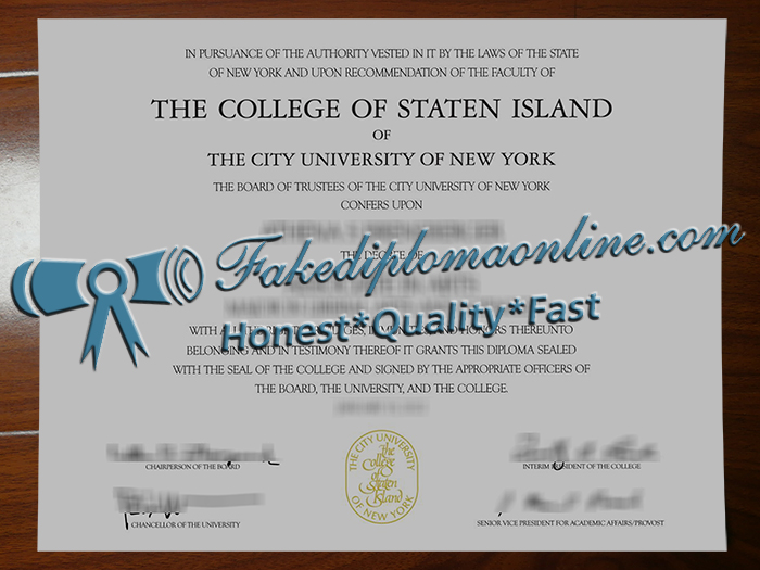 CUNY College of Staten Island diploma