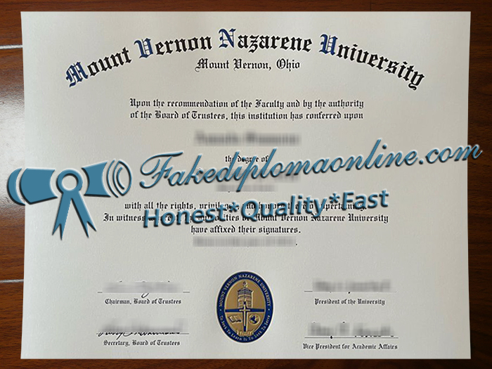 Mount Vernon Nazarene University diploma