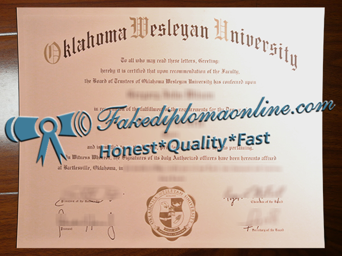 Oklahoma Wesleyan University diploma