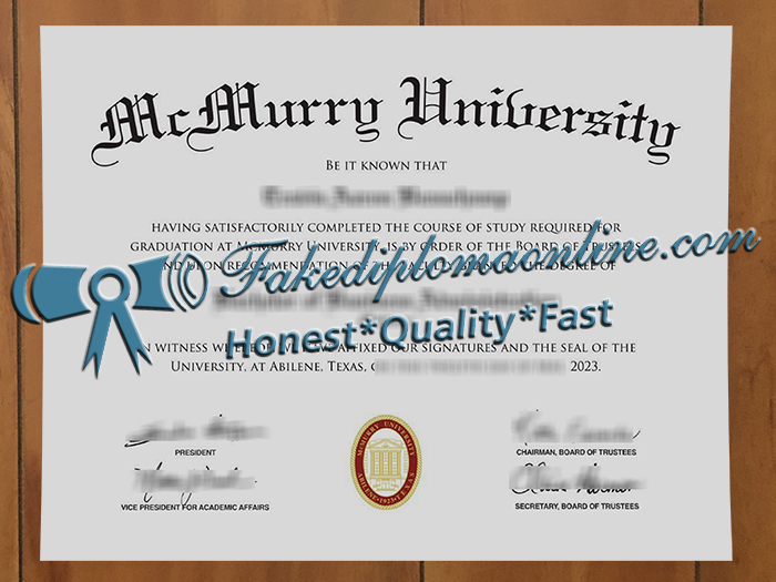 McMurry University diploma