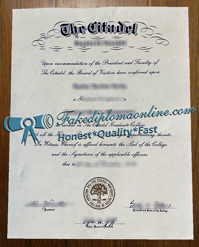 The Citadel diploma