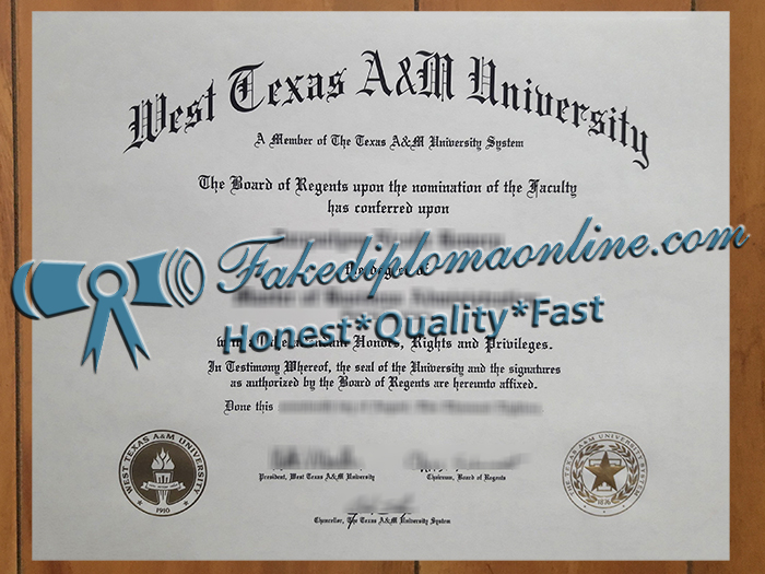 West Texas A&M University diploma