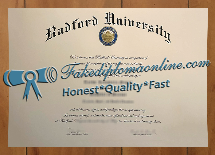 Radford University diploma