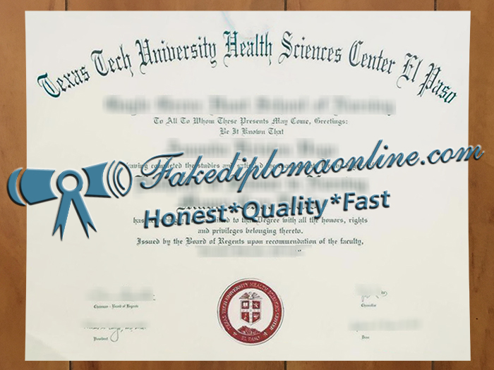 Texas Tech University Health Sciences Center diploma