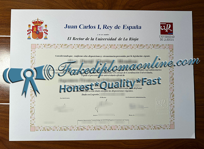 University de La Rioja diploma