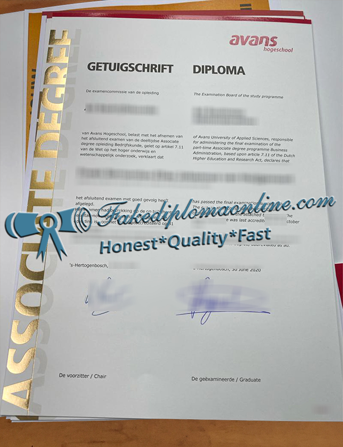 Avans Hogeschool diploma