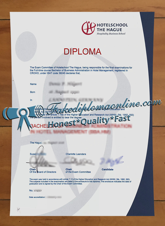 Hotelschool The Hague diploma