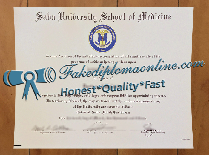 Saba University School of Medicine diploma