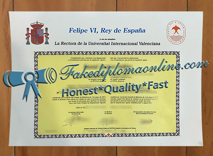 Universitat Internacional Valenciana diploma