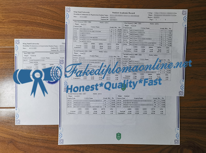 King Saud University transcript